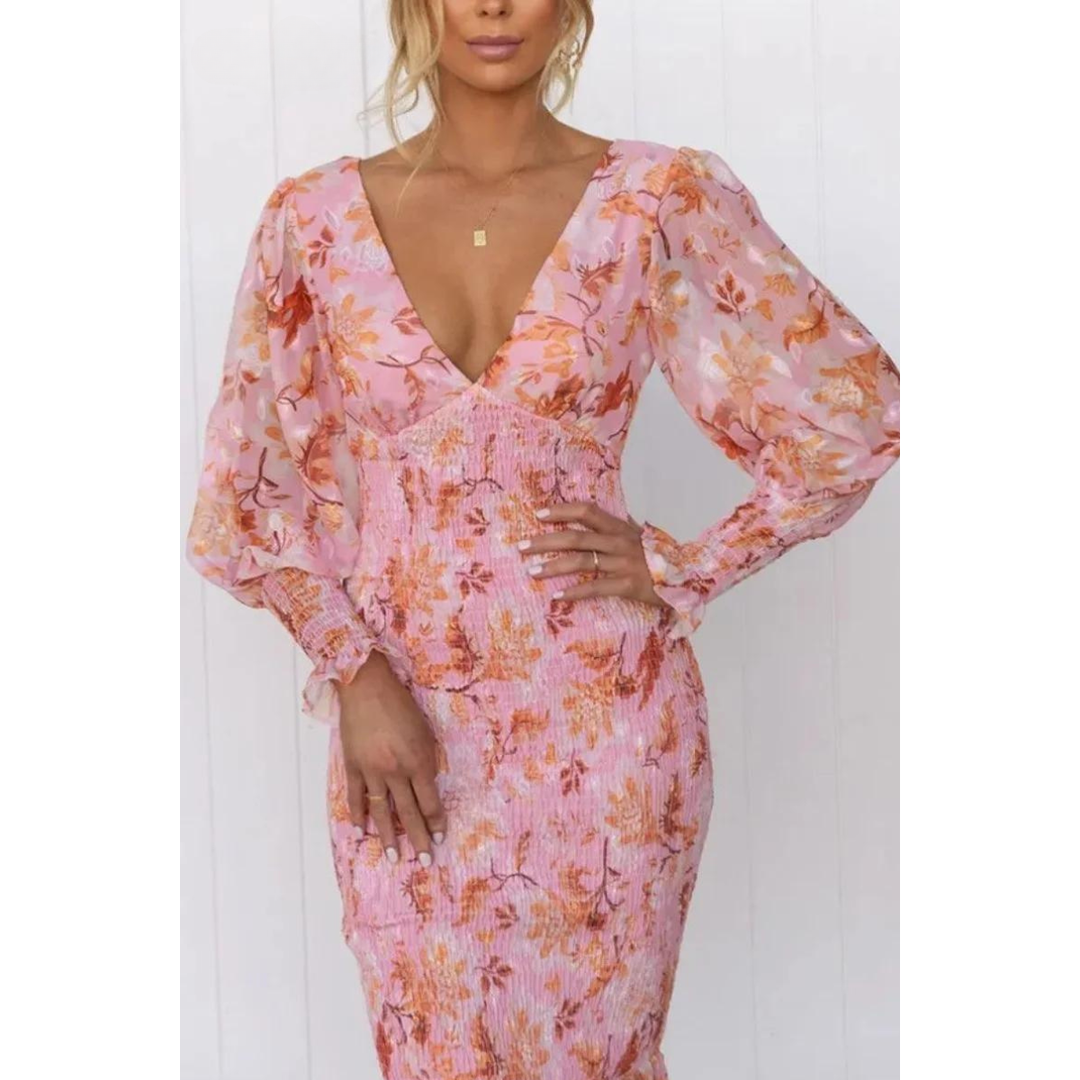 Lindya™ - Floral Print Midi Dress