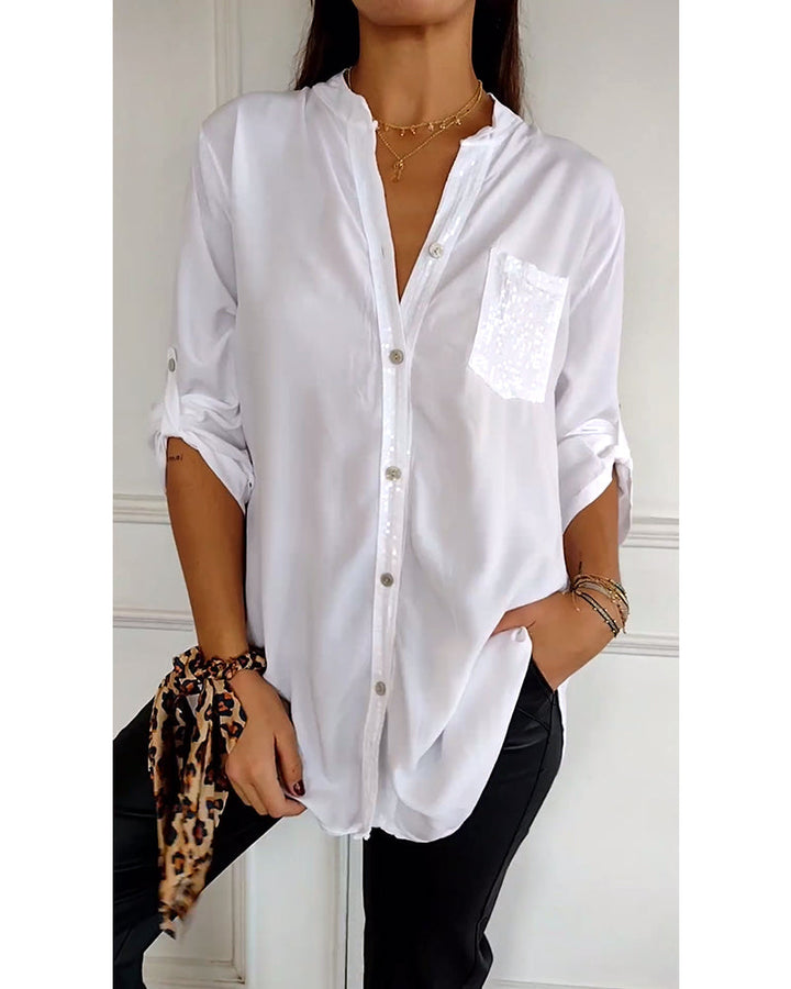 Hanita™ - V-Neck Casual Top