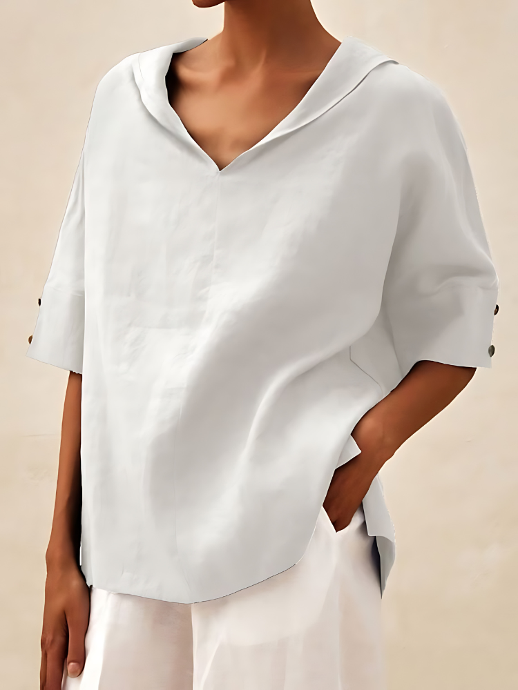 MOLLY - V-NECK CASUAL LINEN SHIRT