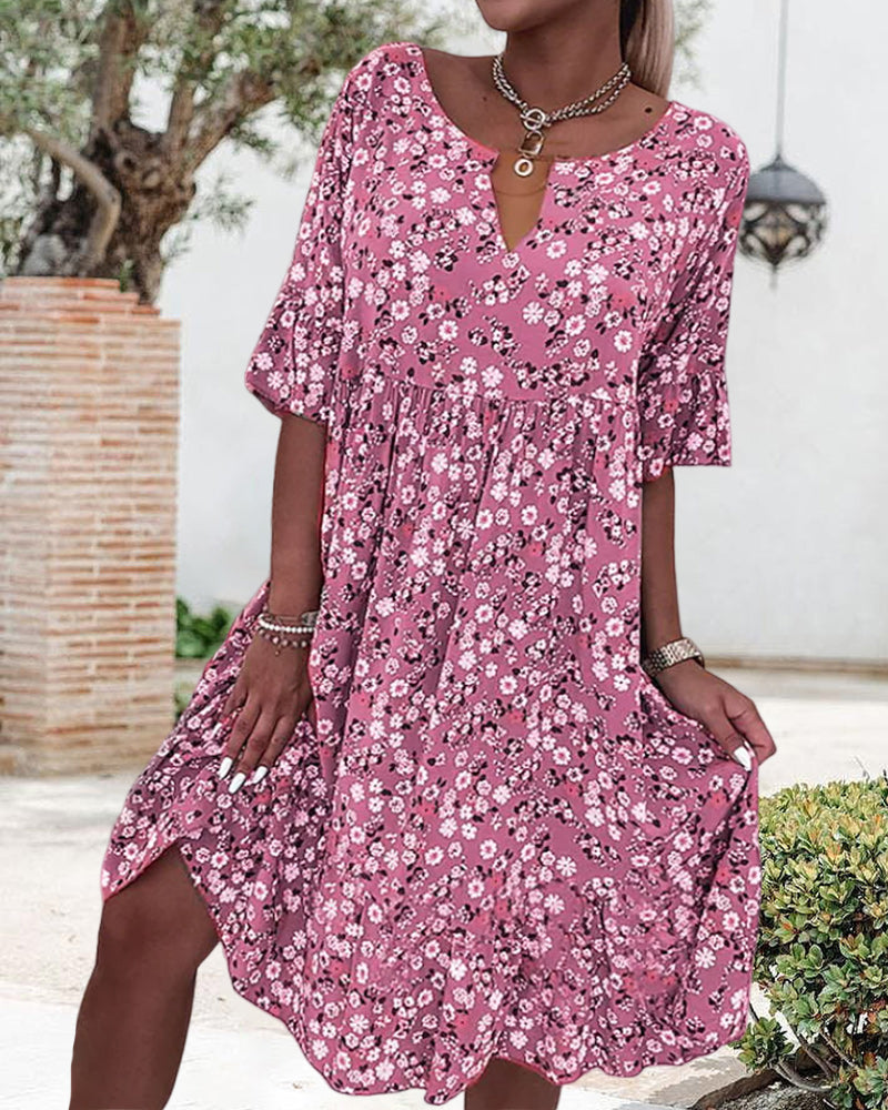 Mella™ - Half-sleeve Dress in Floral Print