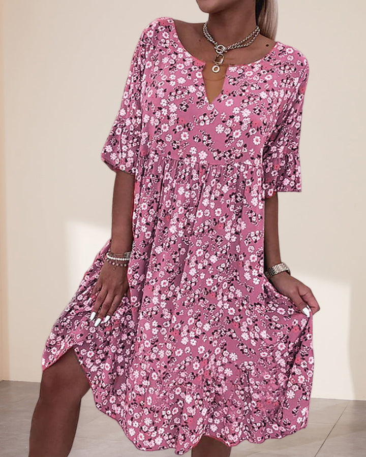 Mella™ - Half-sleeve Dress in Floral Print