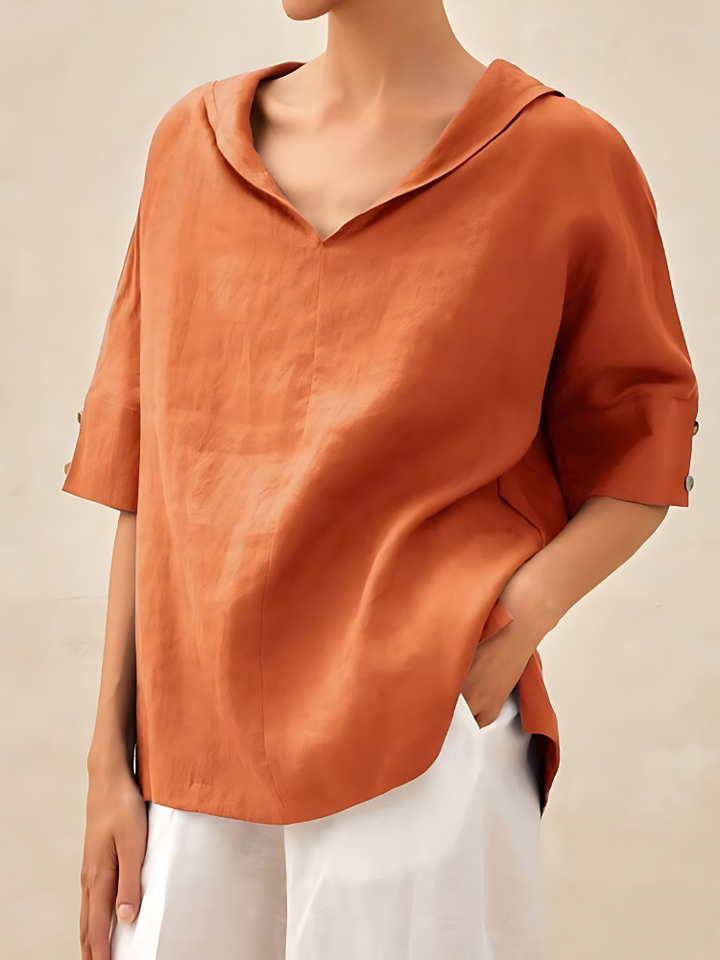 MOLLY - V-NECK CASUAL LINEN SHIRT