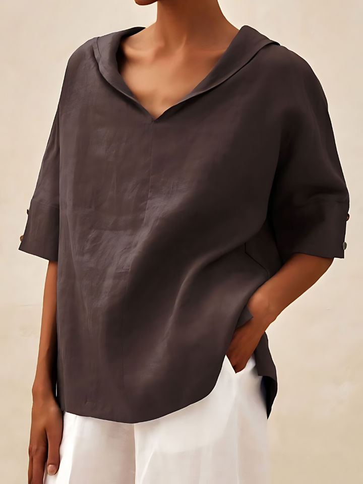 MOLLY - V-NECK CASUAL LINEN SHIRT