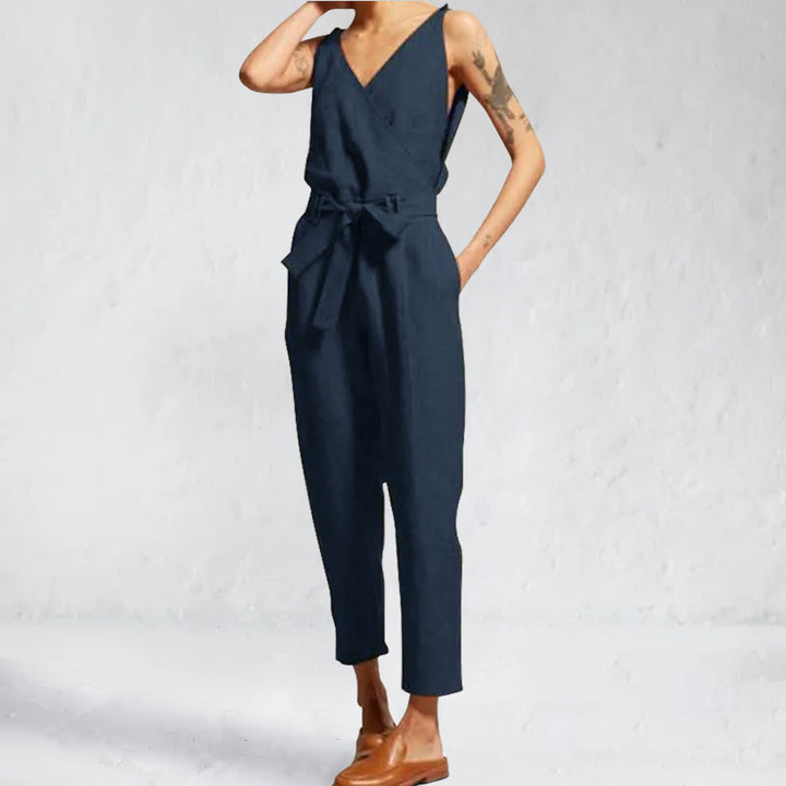 V-neck sleeveless jumpsuit