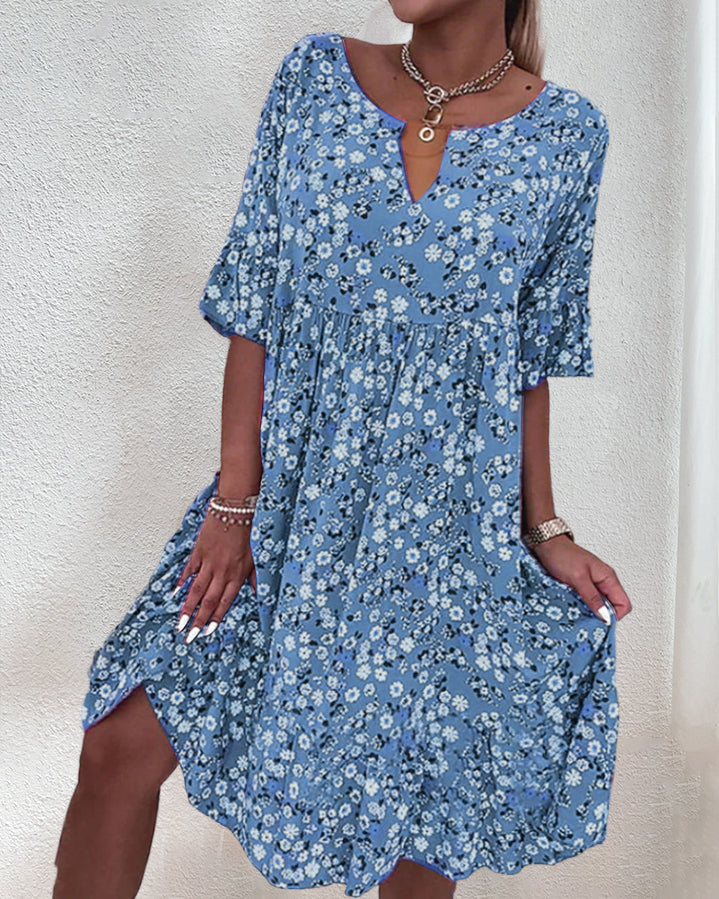 Mella™ - Half-sleeve Dress in Floral Print