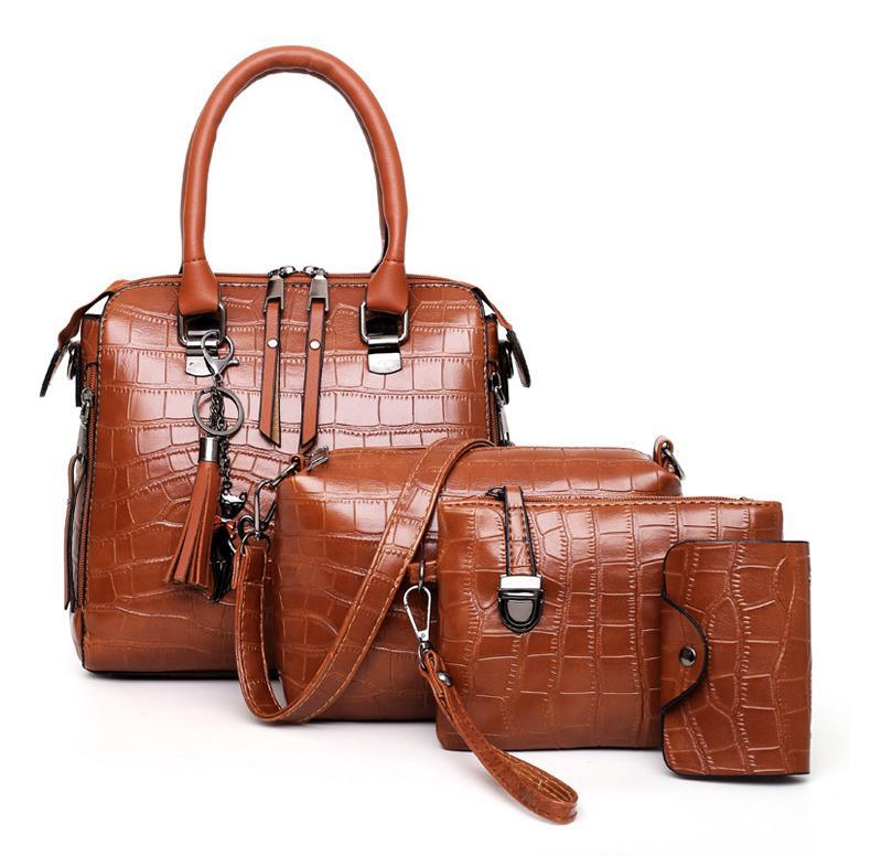 HELGA - 4-PIECE MODERN LEATHER BAG SET