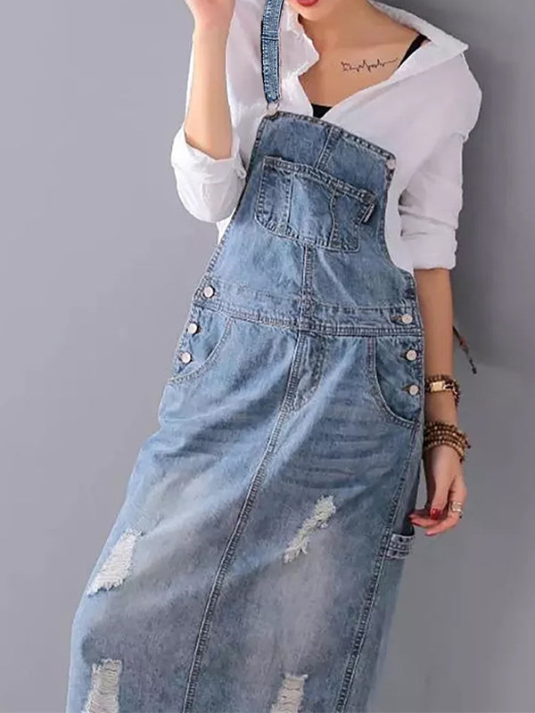 Alea™ - Women's Casual Dungaree Dress