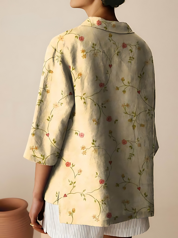 Clara - Vintage Floral Art Print 3/4 Sleeve Shirt