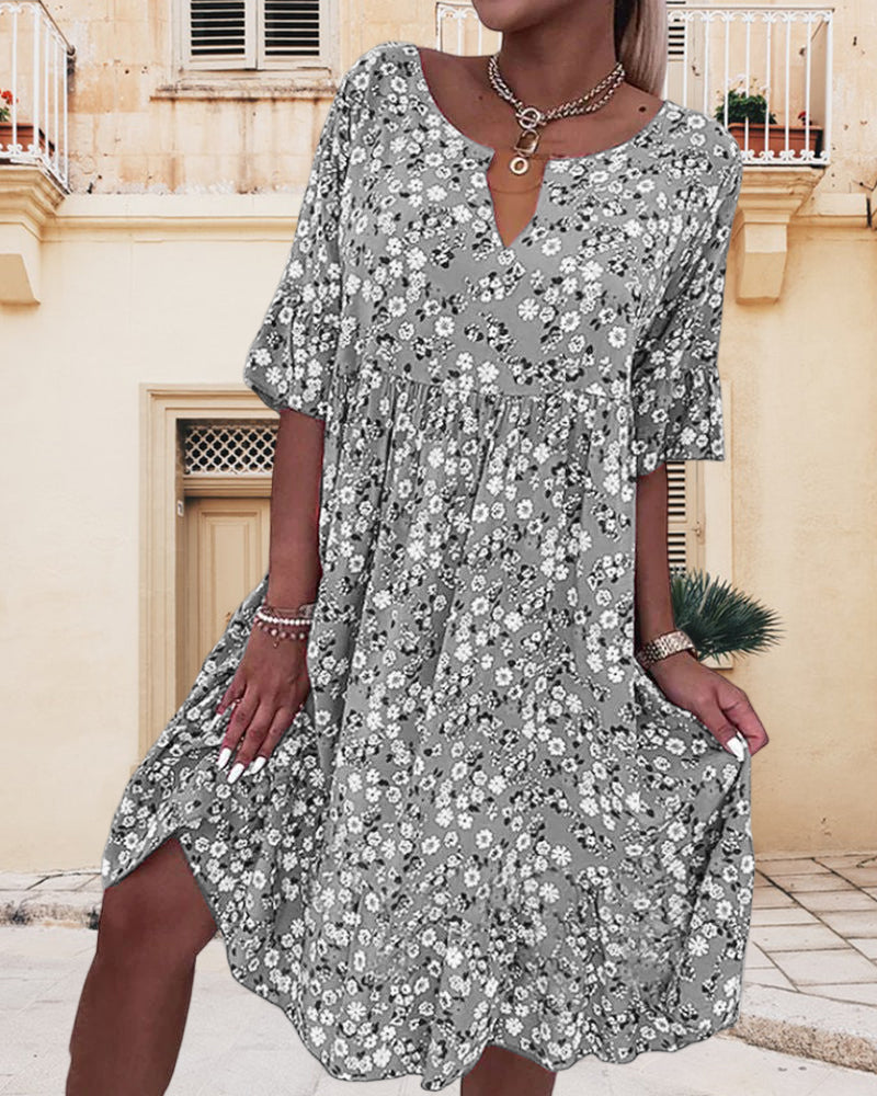 Mella™ - Half-sleeve Dress in Floral Print