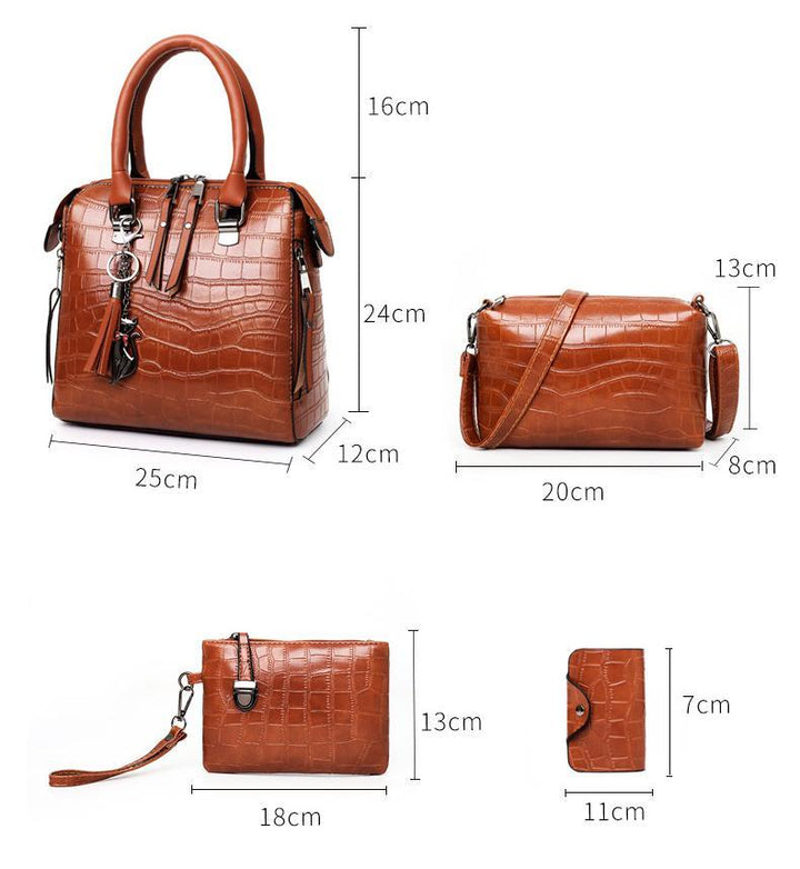 HELGA - 4-PIECE MODERN LEATHER BAG SET