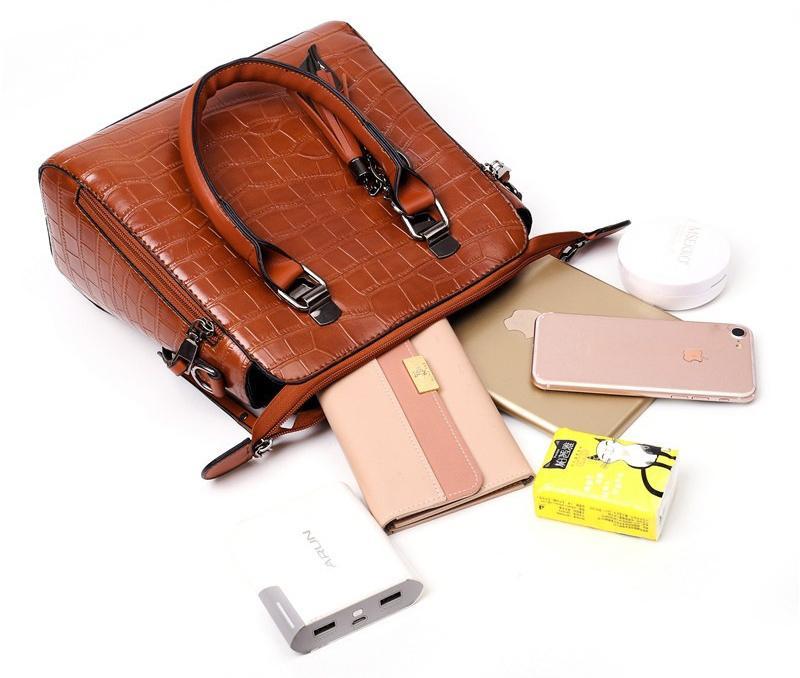 HELGA - 4-PIECE MODERN LEATHER BAG SET