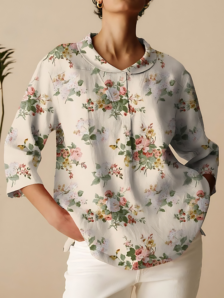 Ruth - Vintage Floral Art Print 3/4 Sleeve Shirt