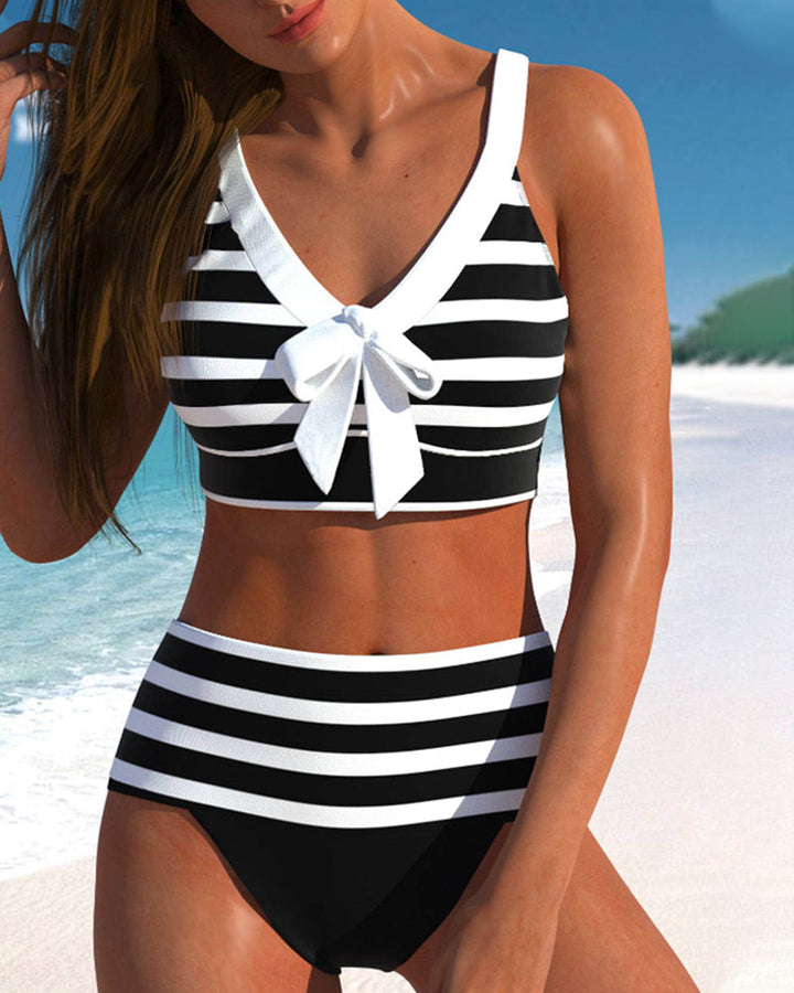 High-waisted striped bikinis