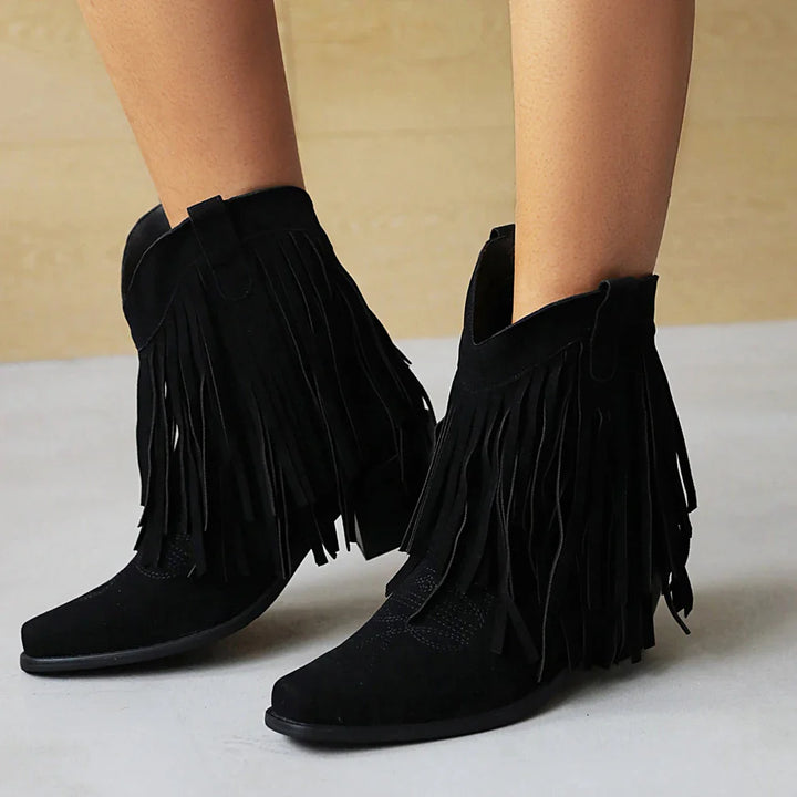 Jenny - Cowboy ankle boots with fringed tassel