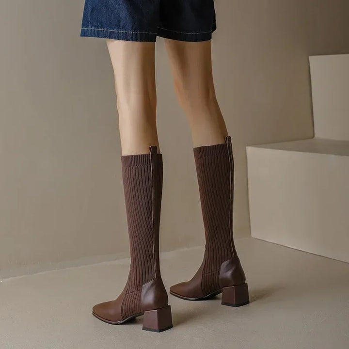 Amber - Knitted long boots for women