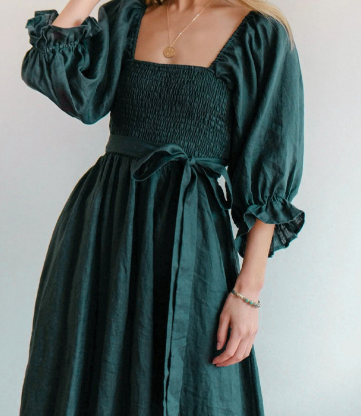 Helinia™ - French Dress with Flare Sleeves