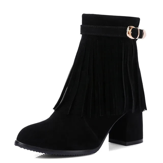 Jenny - Cowboy ankle boots with fringed tassel