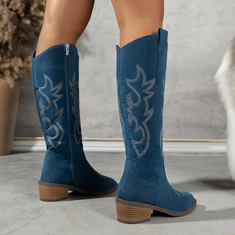 Claire - Retro embroidered western boots