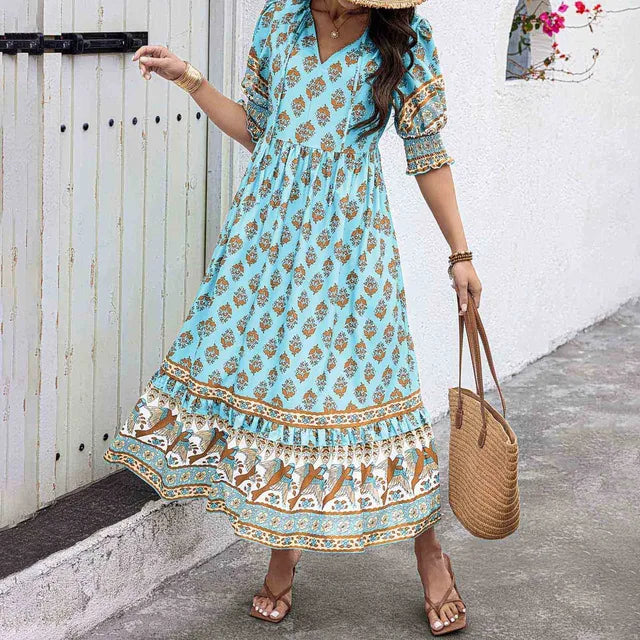 Zaini™ - Bohemian V Neck Fashion Printed Dress