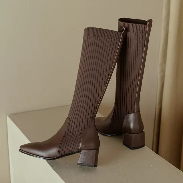 Amber - Knitted long boots for women