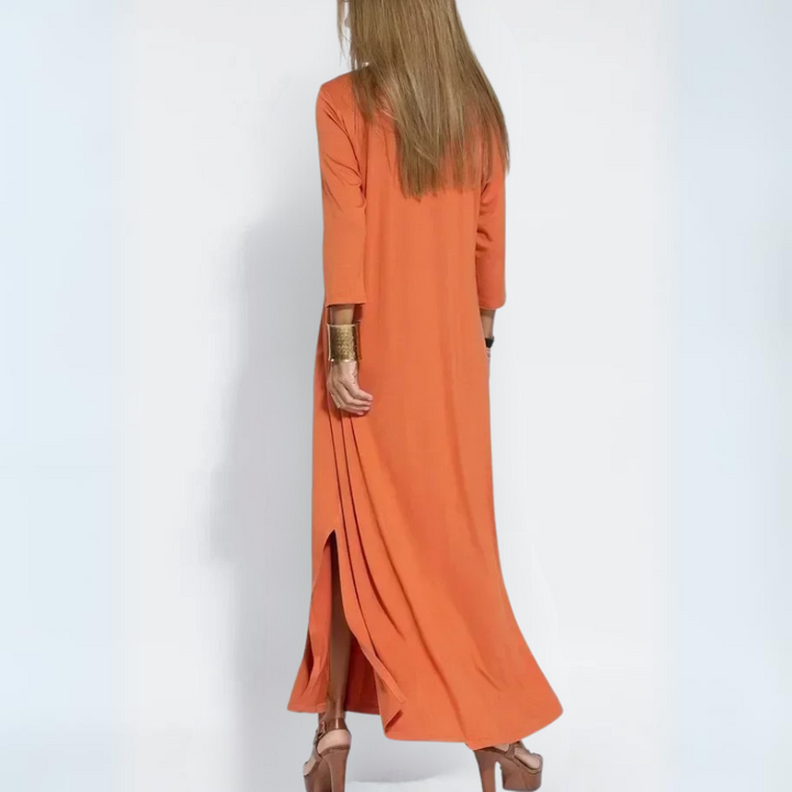 Albertina™ - Elegant V-Neck Long Dress