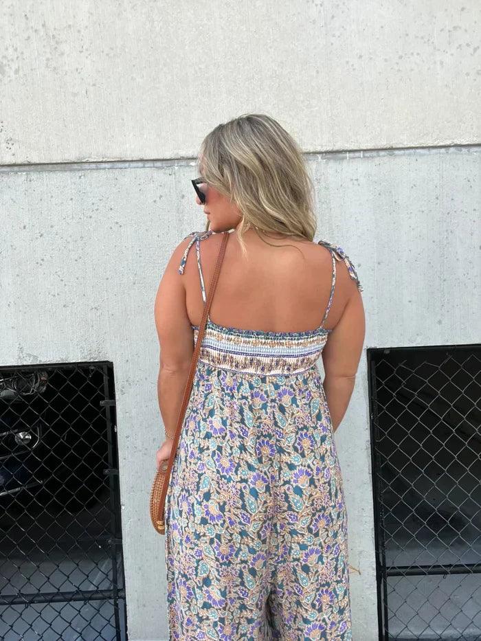 Multi Floral Print Pockets Jumpsuit