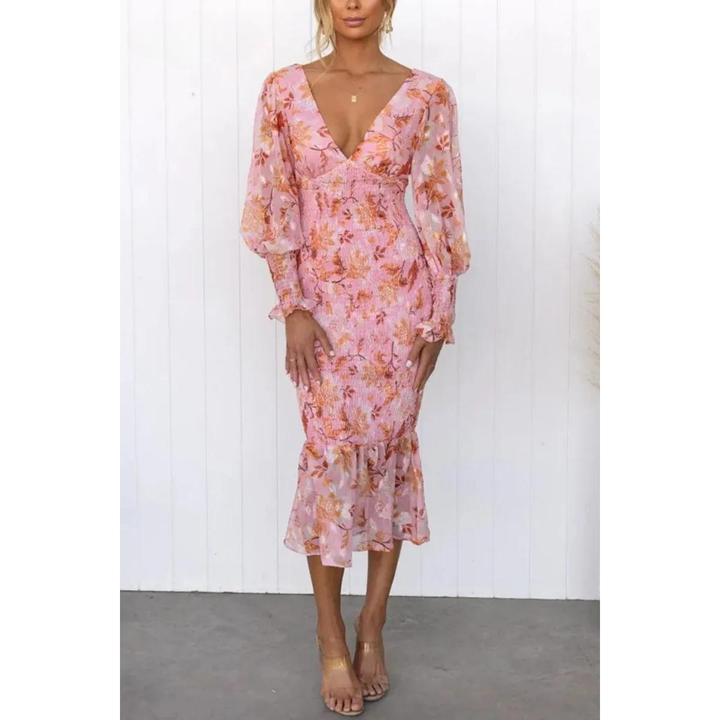 Lindya™ - Floral Print Midi Dress