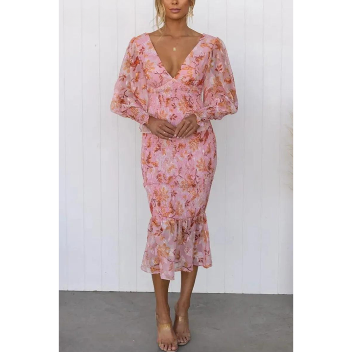 Lindya™ - Floral Print Midi Dress