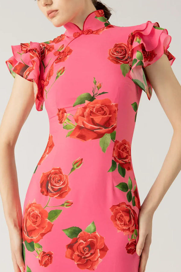 Lalin™ - Stylish Sleeves Less Maxi Floral Dress