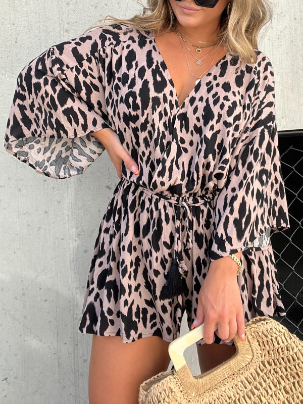 Leopard Print Romper Casual Jumpsuit