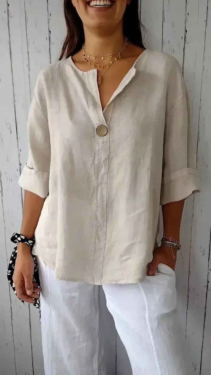 Anamey™ - V-neck Mid-Sleeve Shirt