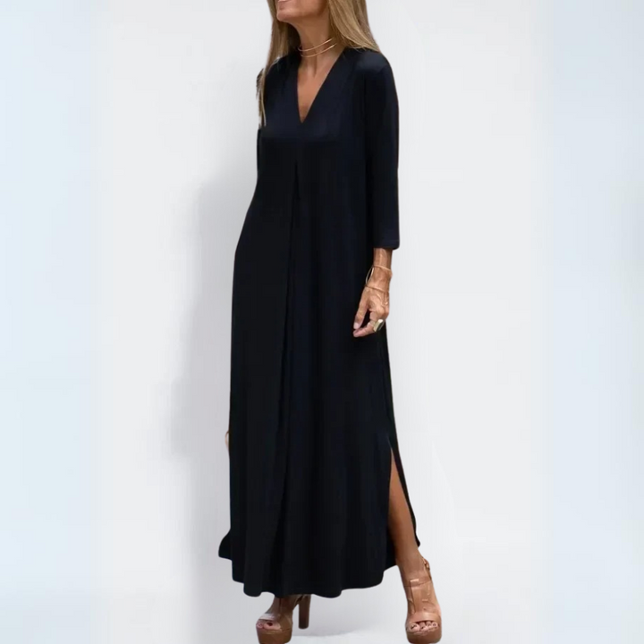 Albertina™ - Elegant V-Neck Long Dress