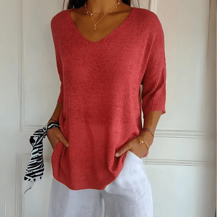 Layla™ - Elegant Knitted V-neck Top