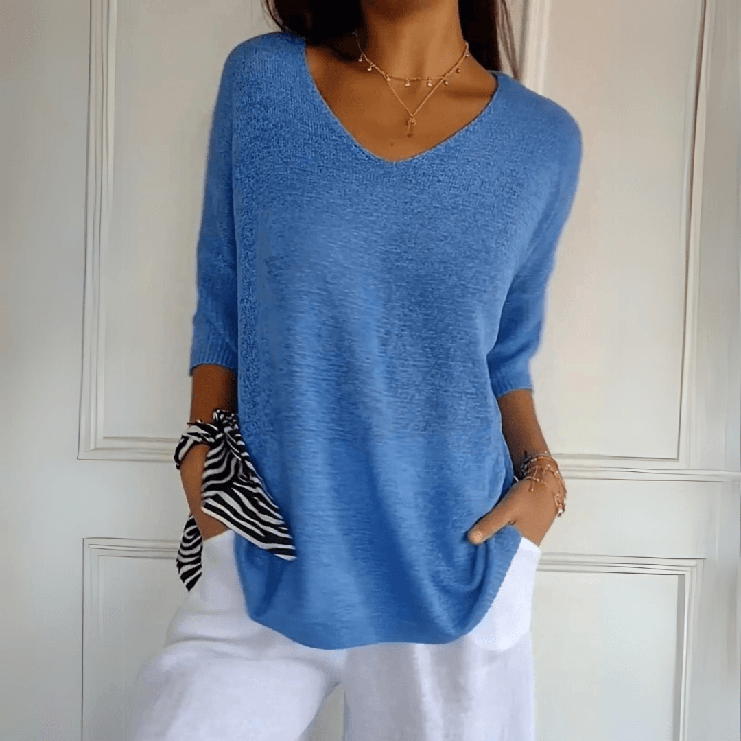 Layla™ - Elegant Knitted V-neck Top