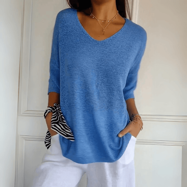 Layla™ - Elegant Knitted V-neck Top