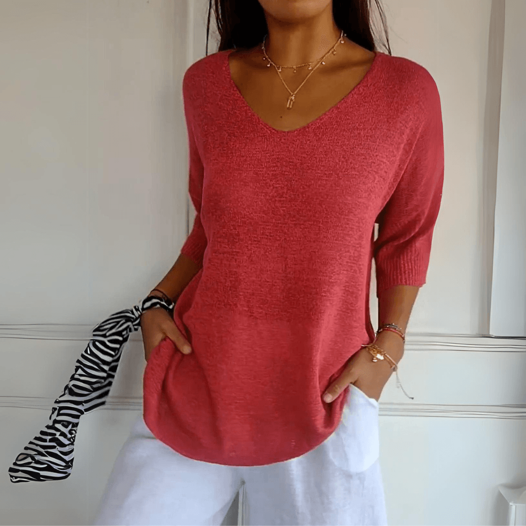 Layla™ - Elegant Knitted V-neck Top