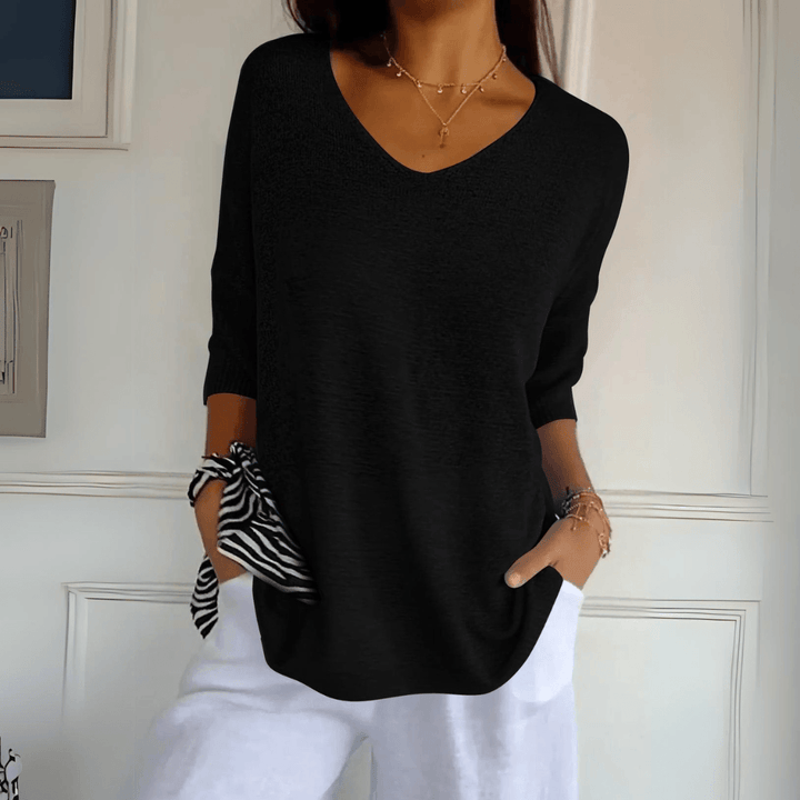 Layla™ - Elegant Knitted V-neck Top