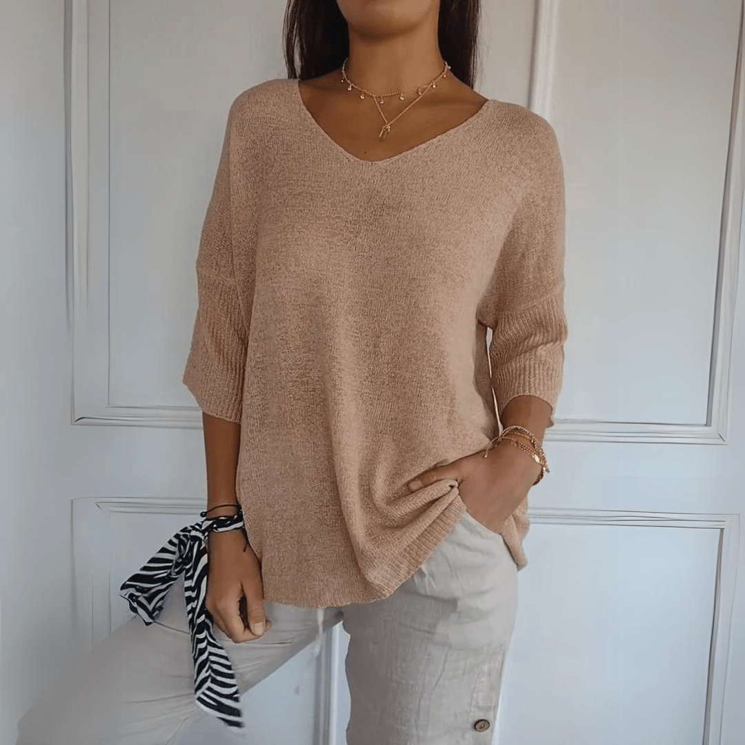 Layla™ - Elegant Knitted V-neck Top