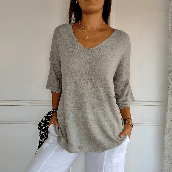 Layla™ - Elegant Knitted V-neck Top