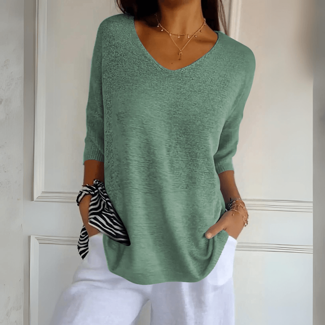 Layla™ - Elegant Knitted V-neck Top